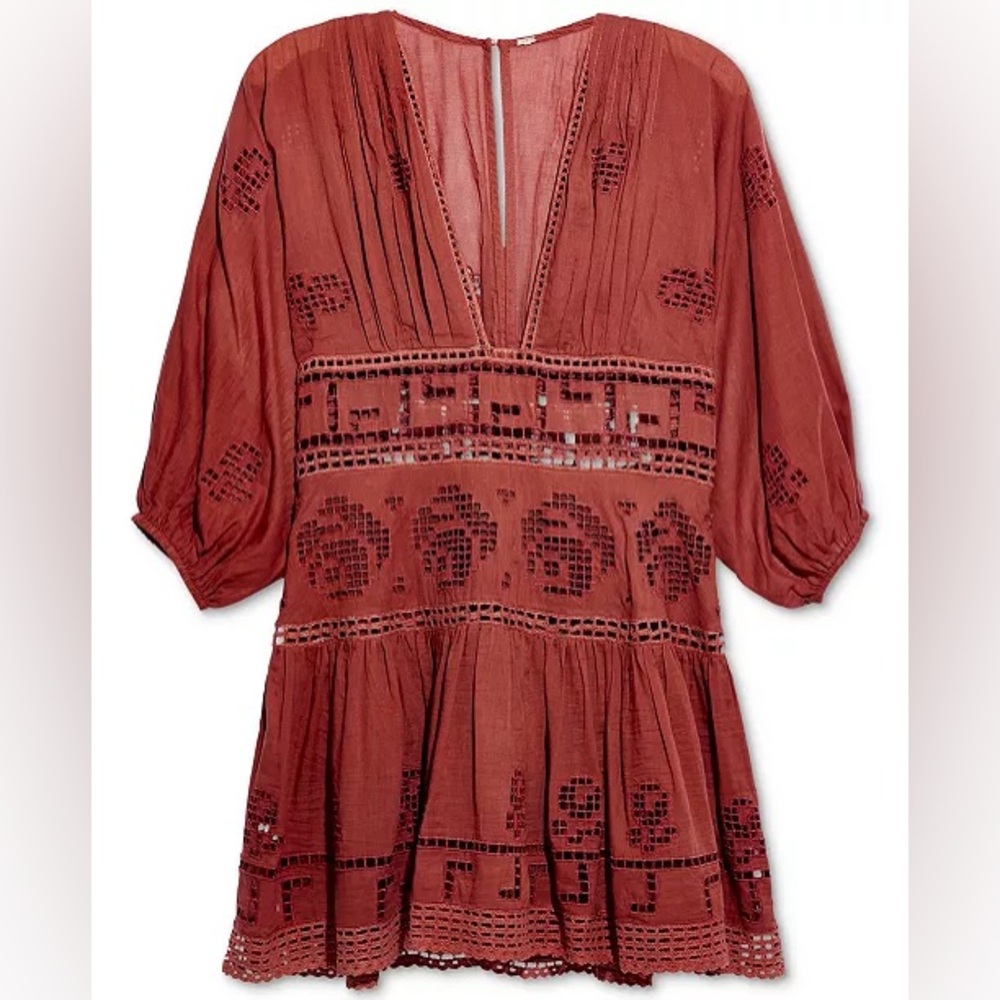 Free People Rust Tea Time Mini Dress